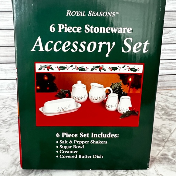 Brand New - Royal Seasons Holiday Stoneware 6 piece Accessory Set - Picture 2 of 4